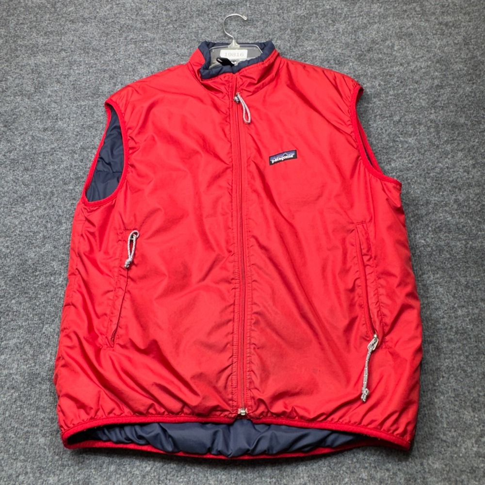 Vintage Patagonia Puffball Vest Unisex Mens Medium Red Insulated Full Zip Puffer